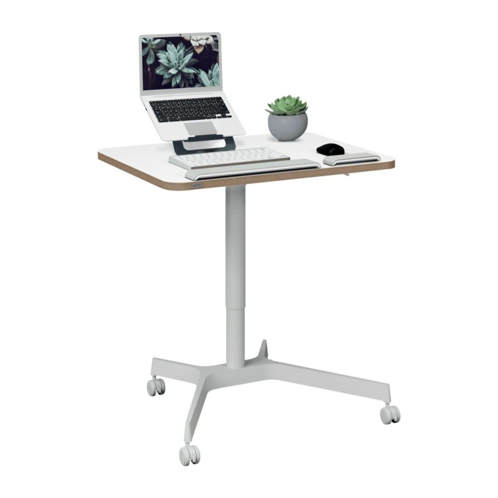 Ергономично бюро Leitz Ergo Sit-Stand, компактно, с регулируема височина, 80х60 см, бяло