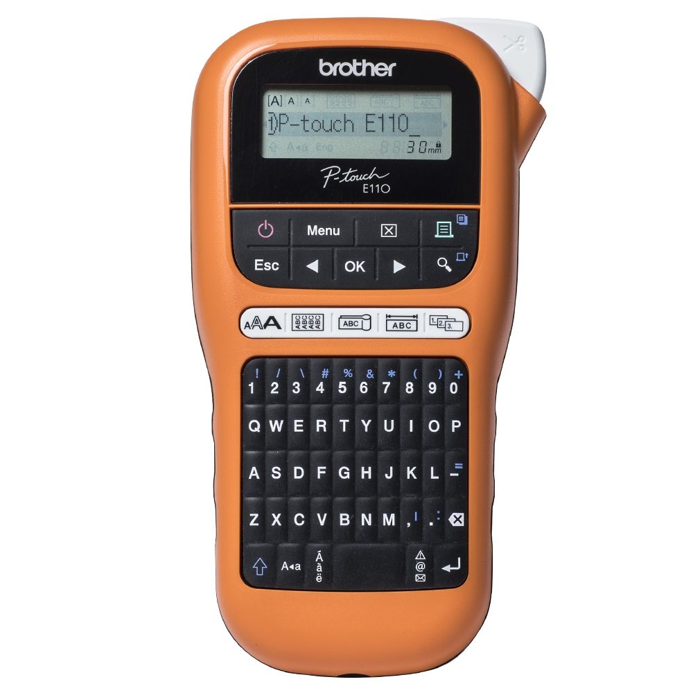 Етикетираща система Brother PT-E110VP, индустриална, с АС адаптер и куфарче