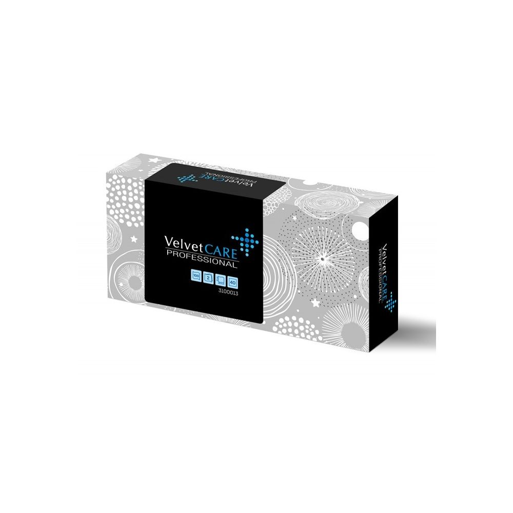 Козметични кърпи за лице и ръце Velvet Care Professional, 21х20 см, 2 пласта, бели, 100 къса в кутия