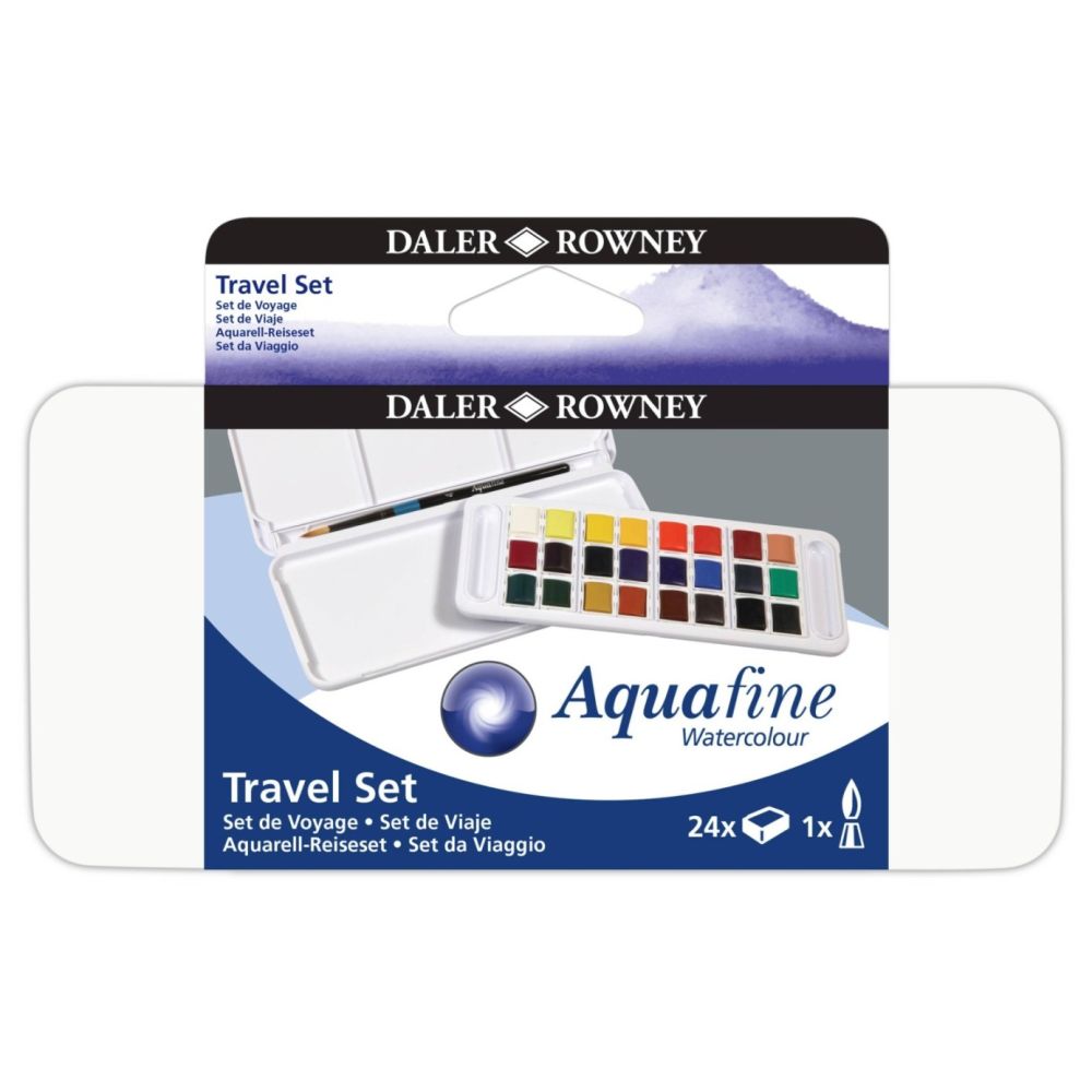 Акварелни бои DALER-ROWNEY Aquafine Travel Set, 24 цвята + четка