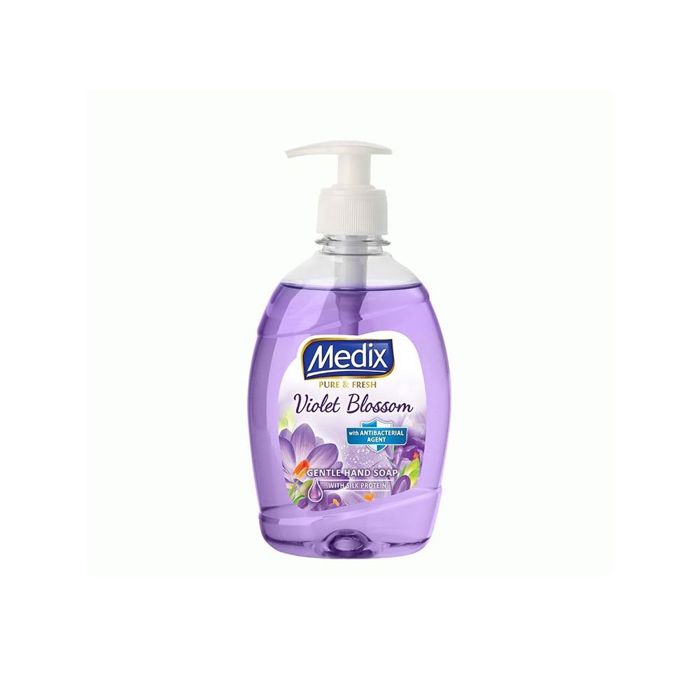Течен сапун Medix Pure&Fresh Violet Blossom, аромат на теменужки, антибактериален, с помпа, 400 мл