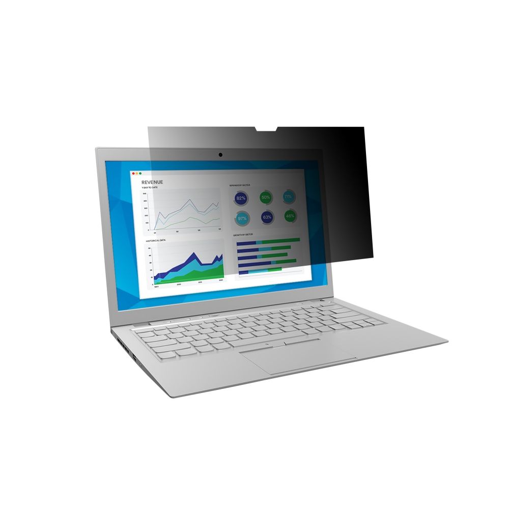 Филтър за екран 3M (PF15.6W), конфиденциален, за лаптоп с диагонал 396 мм, 16:9, 345x194 мм, черен