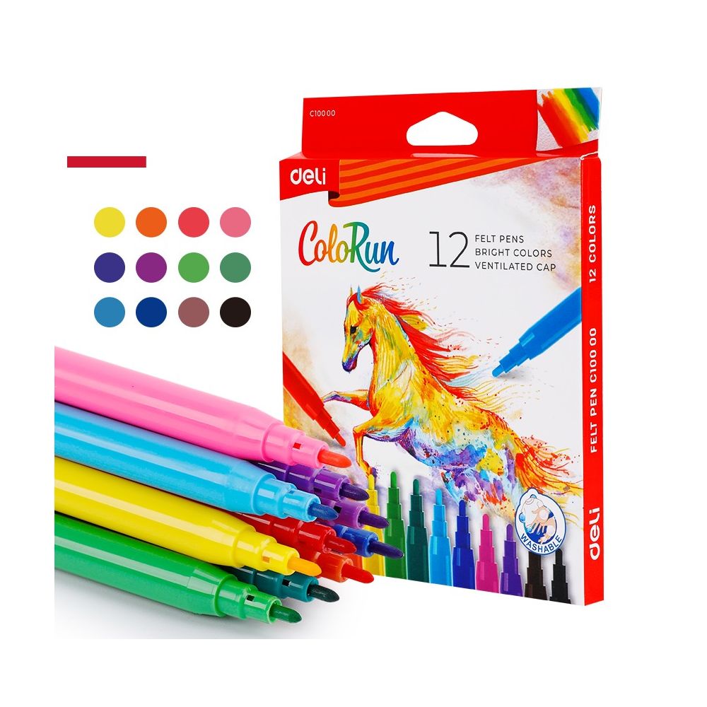 Флумастери Deli Colorun EC10000, 12 цвята