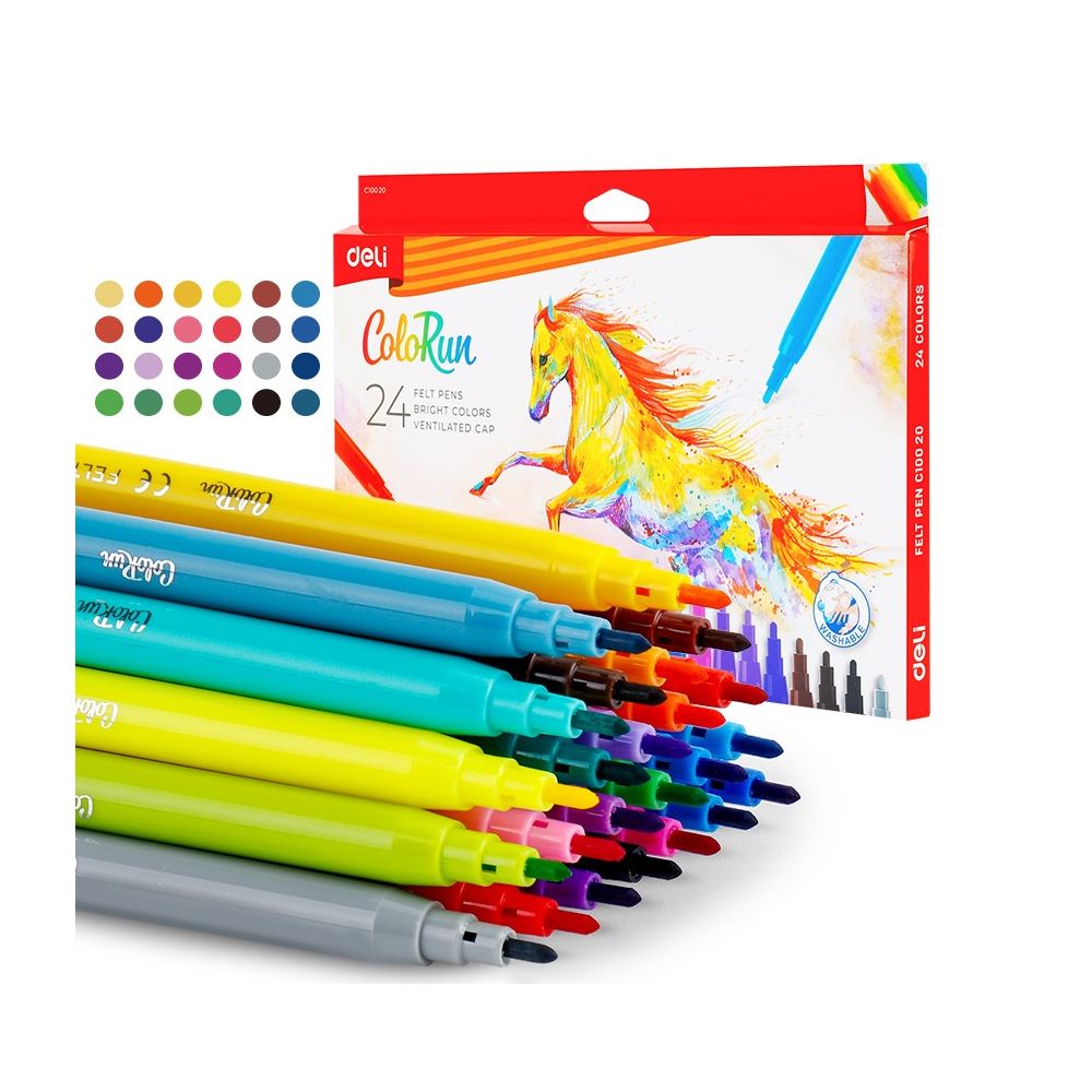 Флумастери Deli Colorun EC10020, 24 цвята