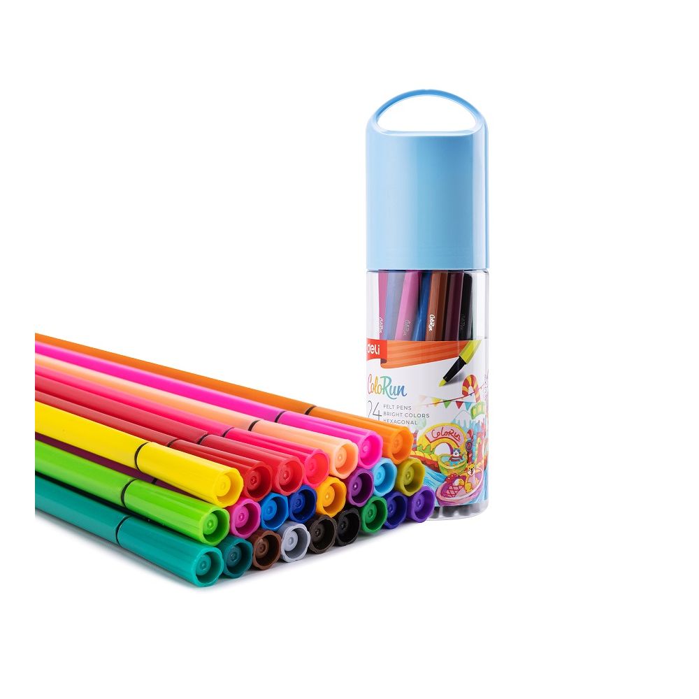 Флумастери Deli Colorun EC156-24, 24 цвята, тубус