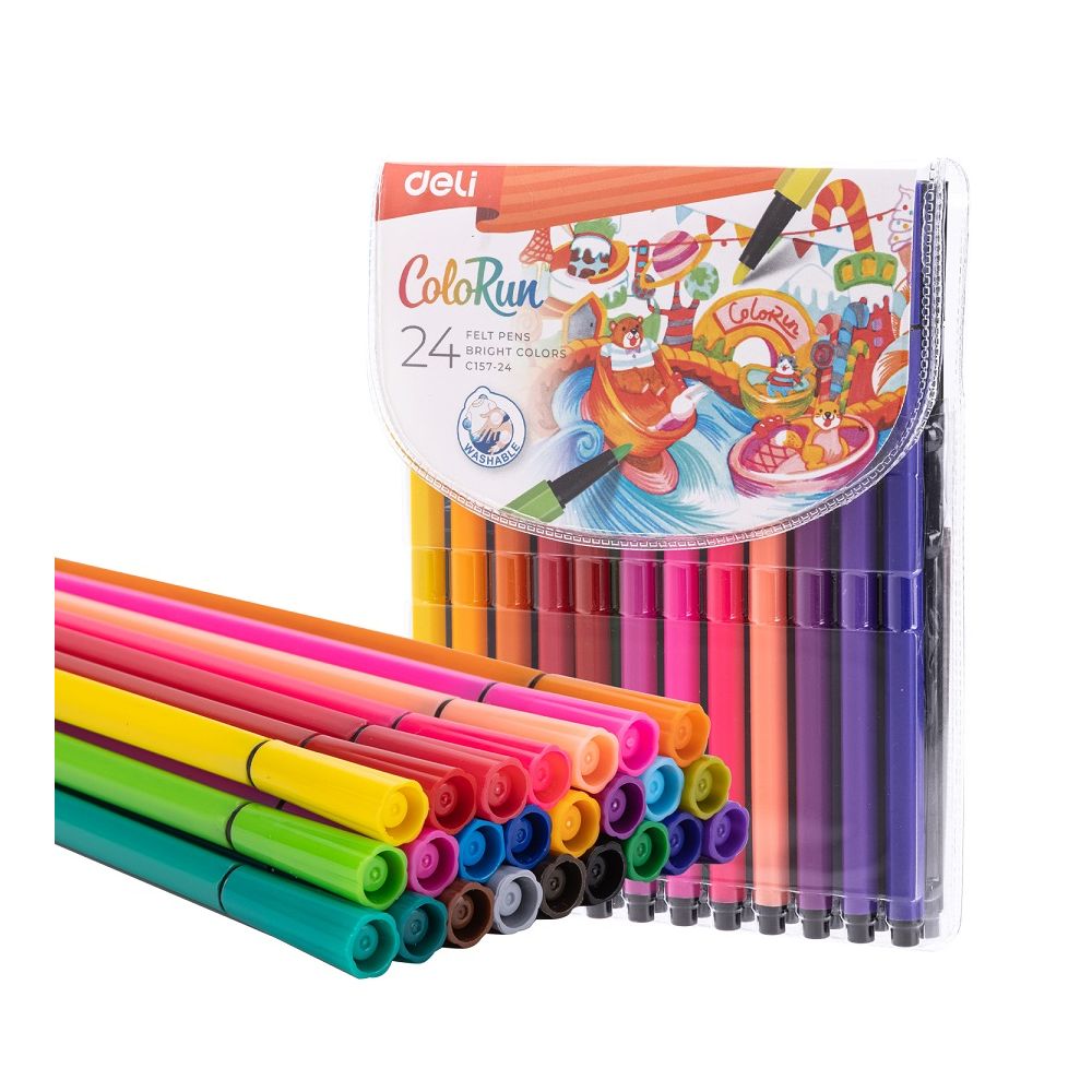 Флумастери Deli Colorun EC157-24, 24 цвята, PVC опаковка