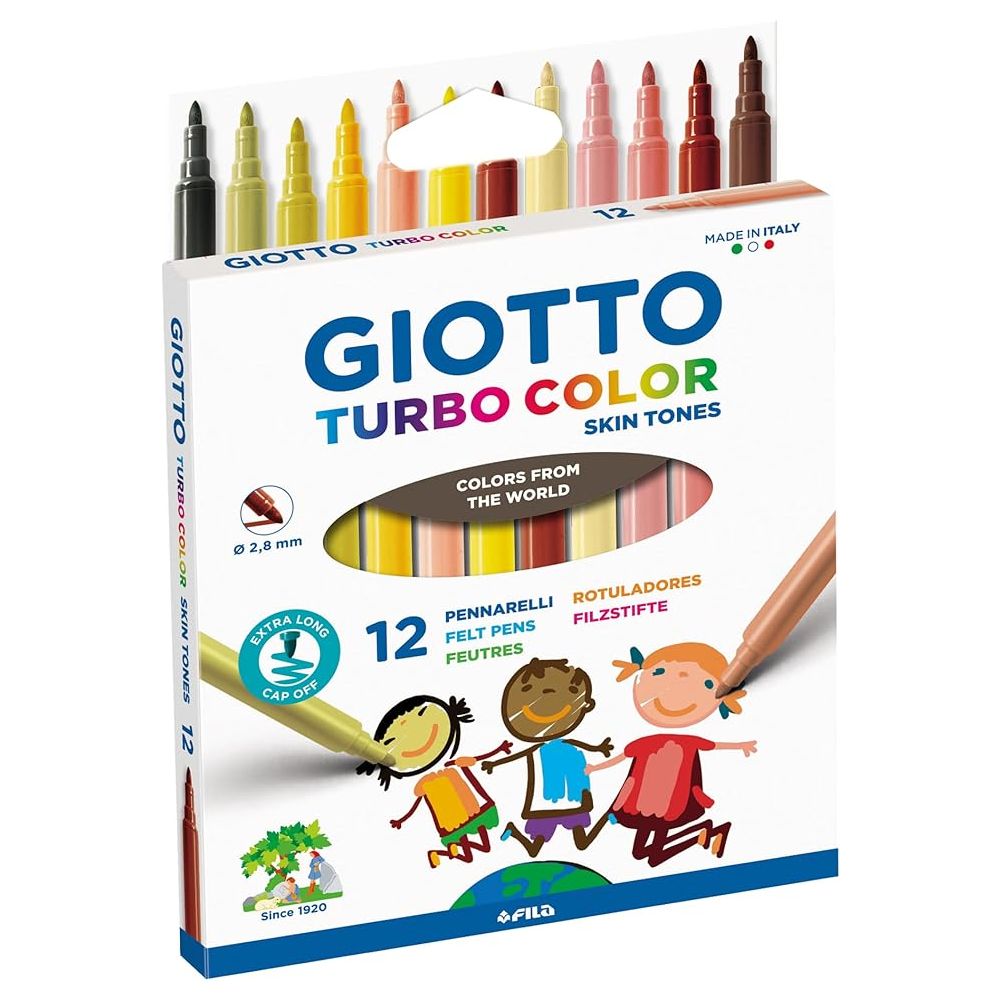 Флумастери GIOTTO Turbo Color Skin Tones, връх 2.8 мм, 12 цвята тонове на кожата