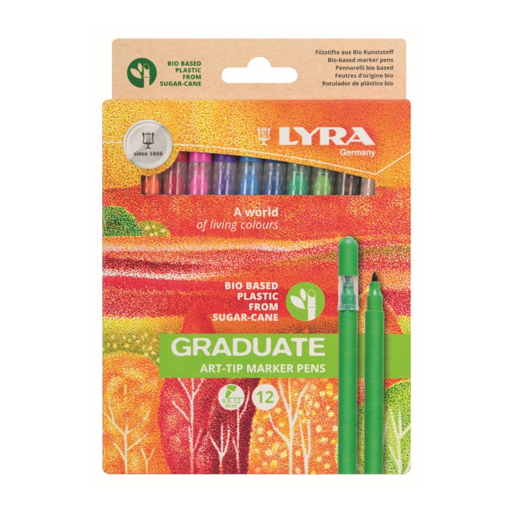 Флумастери LYRA Graduate Art Tip, био пластмаса, връх 1.2 мм, 12 цвята