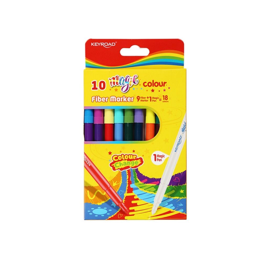 Флумастери с променящи се цветове KEYROAD MAGIC COLOUR, 9 цвята + 1 магически