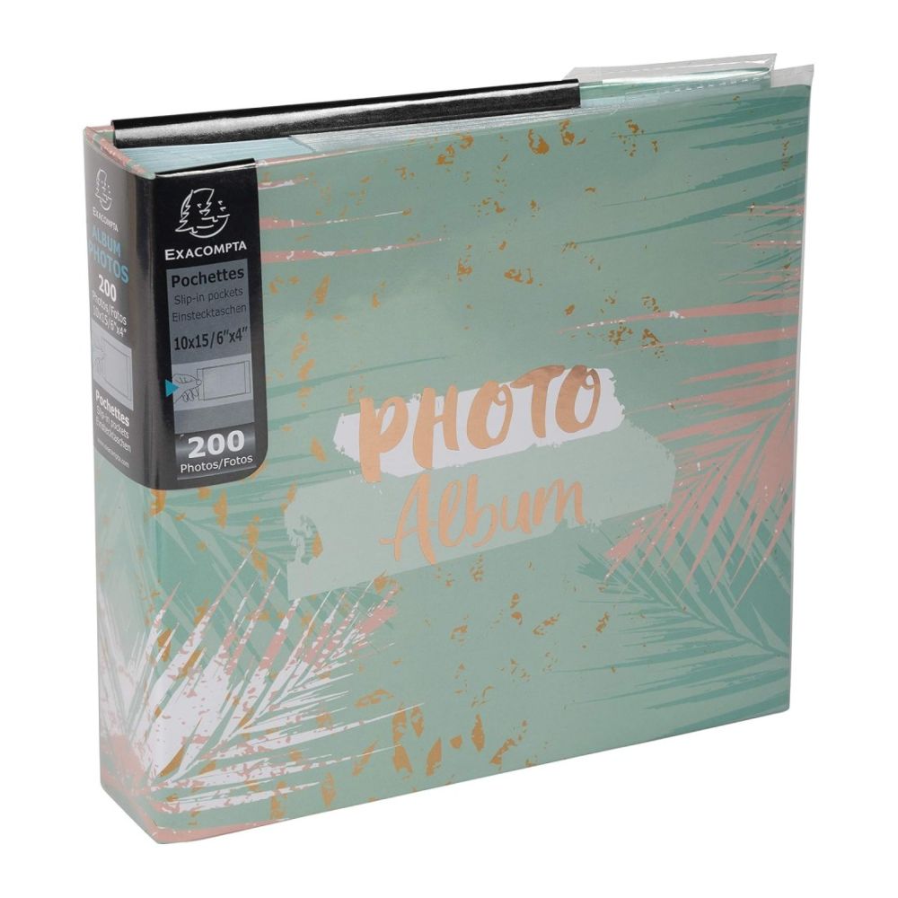 Фотоалбум EXACOMPTA PASTEL TROPIC, 22.5 х 22 см, 100 стр., 300 снимки, с PVC джобове, зелен