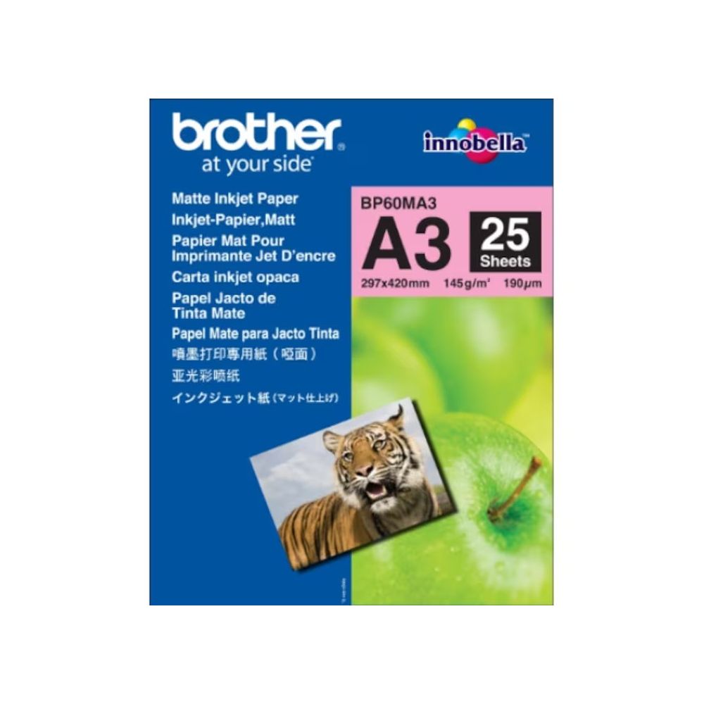 Фотохартия Brother Indobella, BP60MA3, мат, А3, 145 г, за inkjet, пакет 25 л.