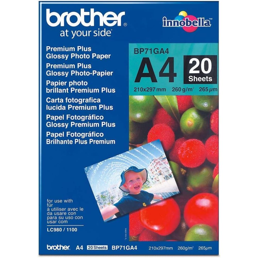 Фотохартия Brother Premium Plus, BP71GA4, гланц, А4, 260 г, за inkjet, пакет 20 л.