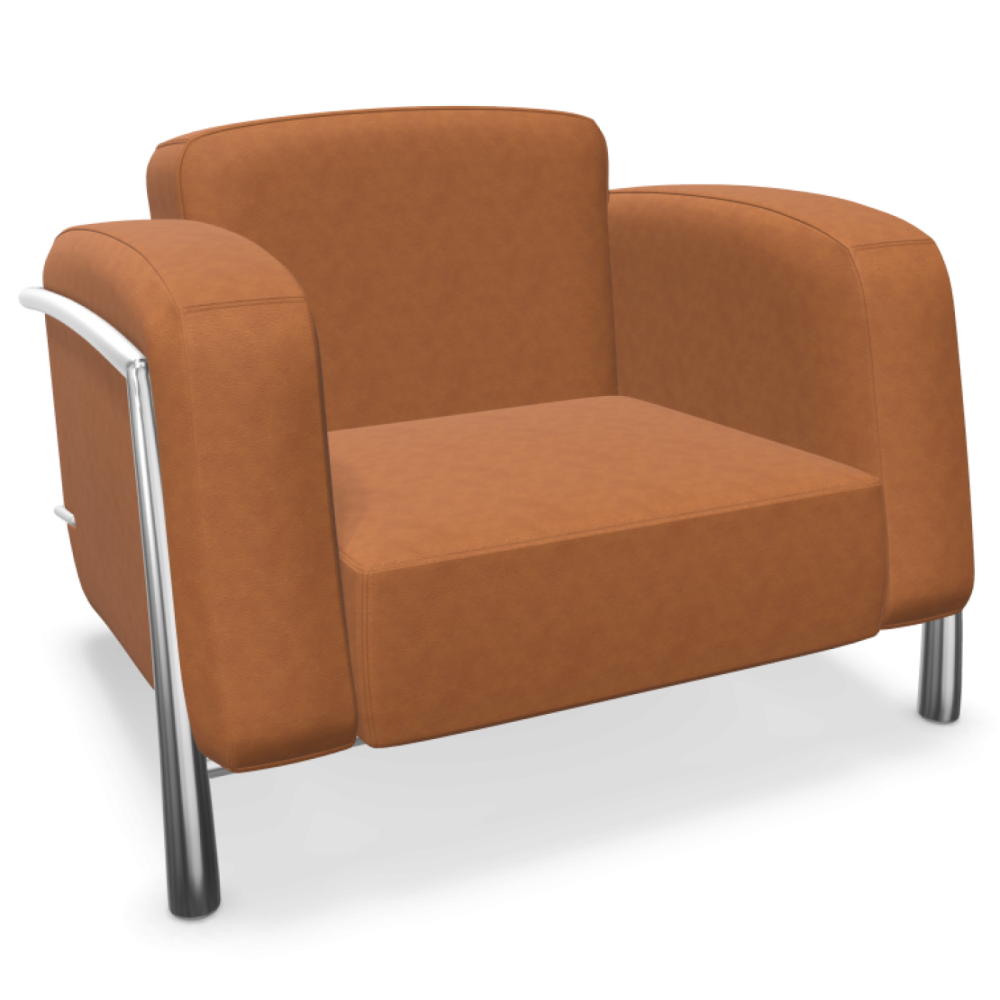 Фотьойл Classic, 990х850х710 мм, хромирана стомана, тапицерия кожа Fine Leather(5)SD09, кафява охра