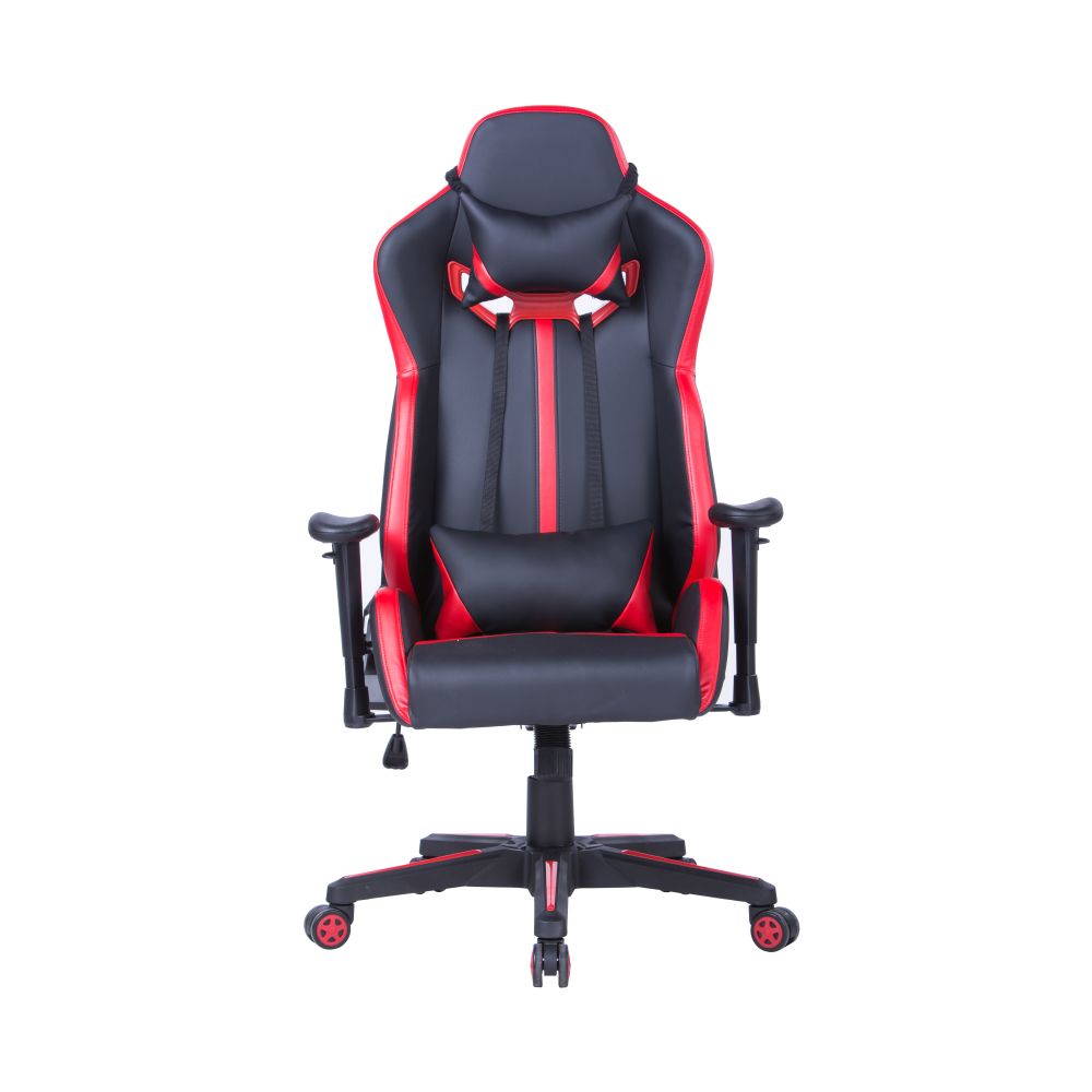 Геймърски стол Escape Gamerix, еко кожа, черна база, рег. подлакътници, черен/червен