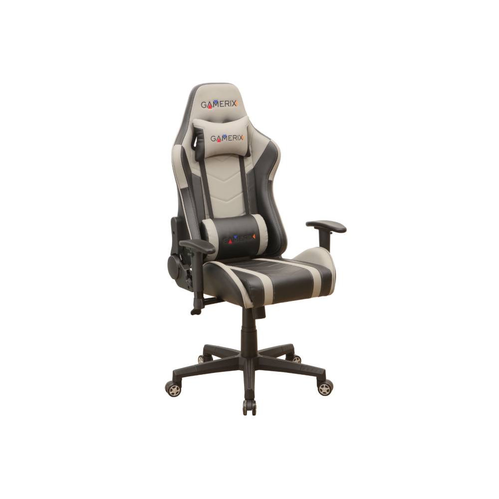 Геймърски стол Escape Gamerix, еко кожа, черна база, рег. подлакътници, черен/сив