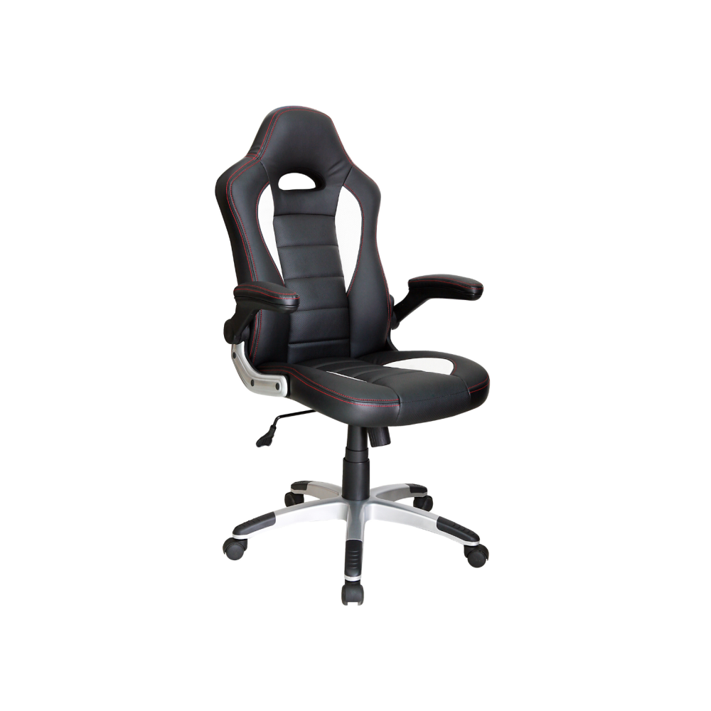 Геймърски стол Form, еко кожа, рег. подлакътници, база алуминий, черен/бял