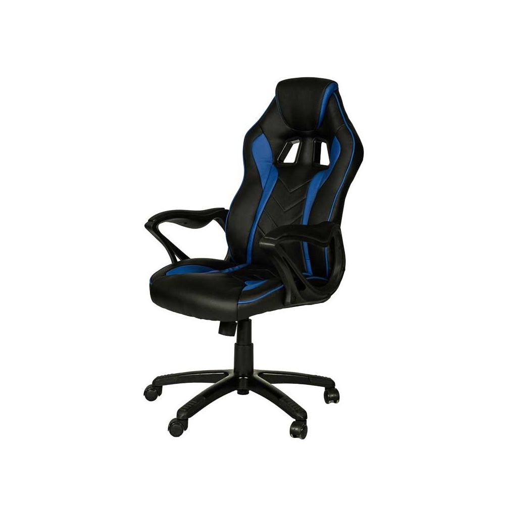 Геймърски стол PLAY 3 Blue, еко кожа, PP база, фиксирани подлакътници, черен/син