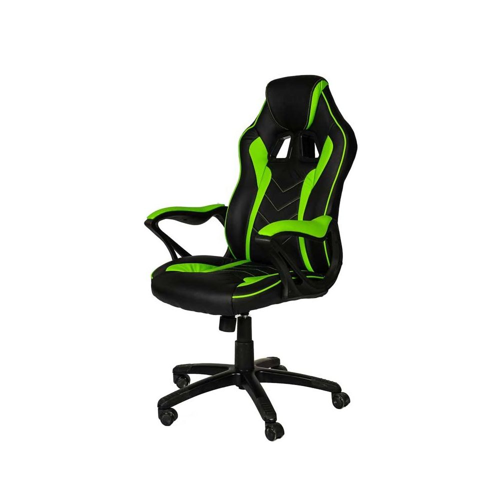 Геймърски стол PLAY 3 Green, еко кожа, PP база, фиксирани подлакътници, черен/зелен