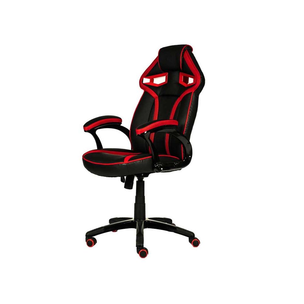 Геймърски стол PLAY 5 Red, еко кожа, PP база, фиксирани подлакътници, черен/червен