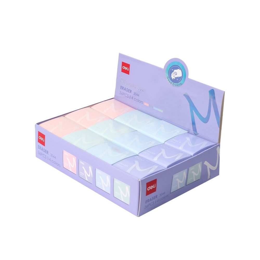 Гума за молив Deli Macaron E3044, 35х35х11 мм, цветна