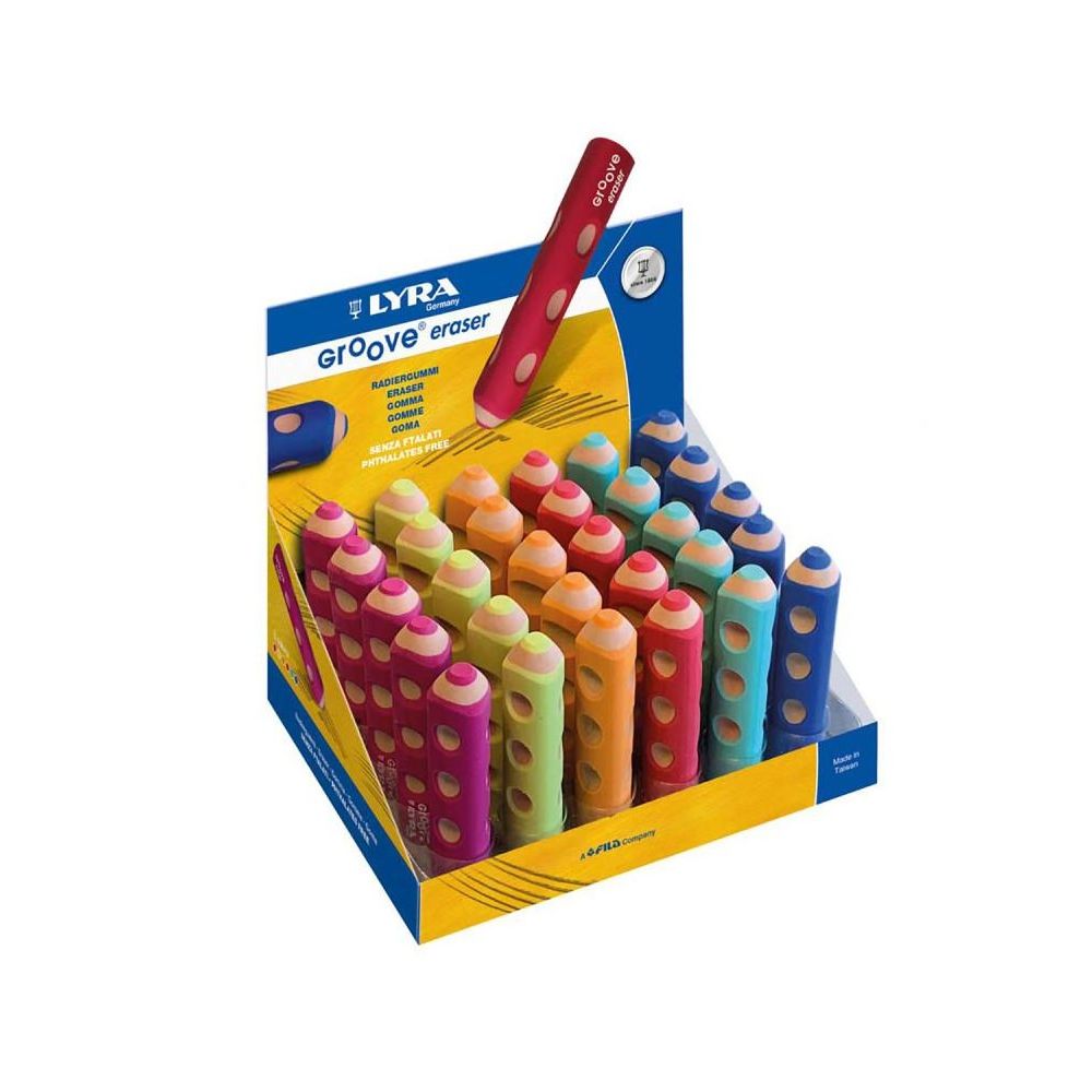 Гума за молив LYRA Groove, 80х18х18 мм, цветна