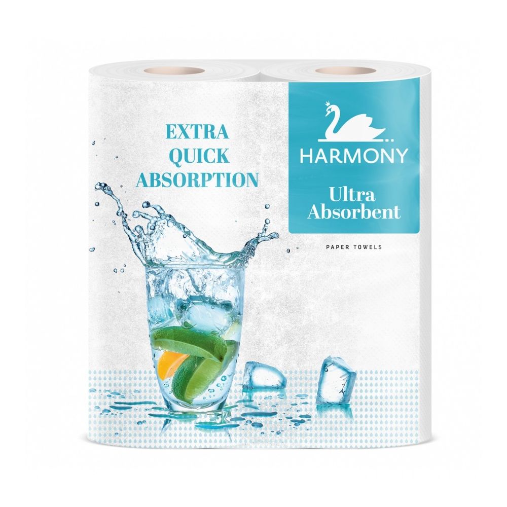 Хартиена кухненска ролка Harmony Ultra Absorbent, 3 пласта, опаковка 2 ролки х 50 л