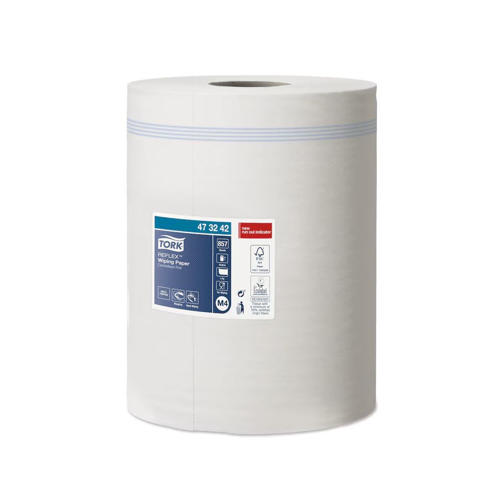 Хартиена кухненска ролка Tork Reflex , M4, еднопластова, 857 къса, 300 м
