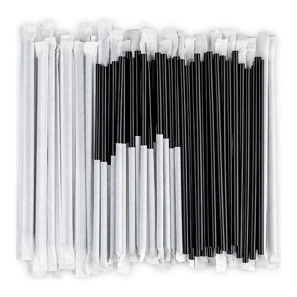 Хартиена сламка, индивидуално опакована, черна, Ф 0.8/20 см, 100 бр.