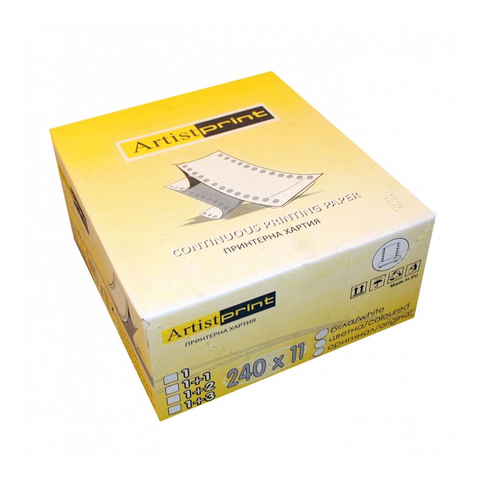 Хартия за матрични принтери Artist Print, 240 мм х 12 ", 3 пласта, бяла, 750 комплекта