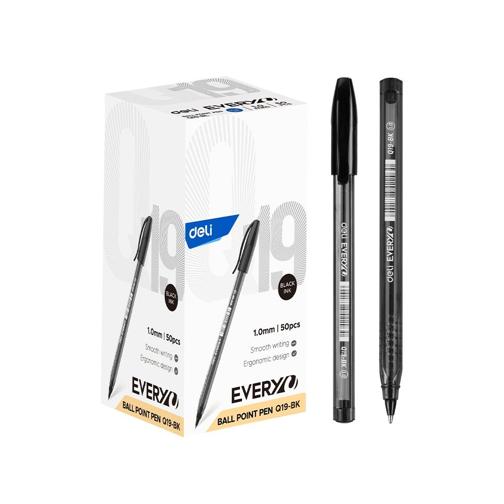 Химикалка Deli EveryU EQ19-BK, 1 мм, черна