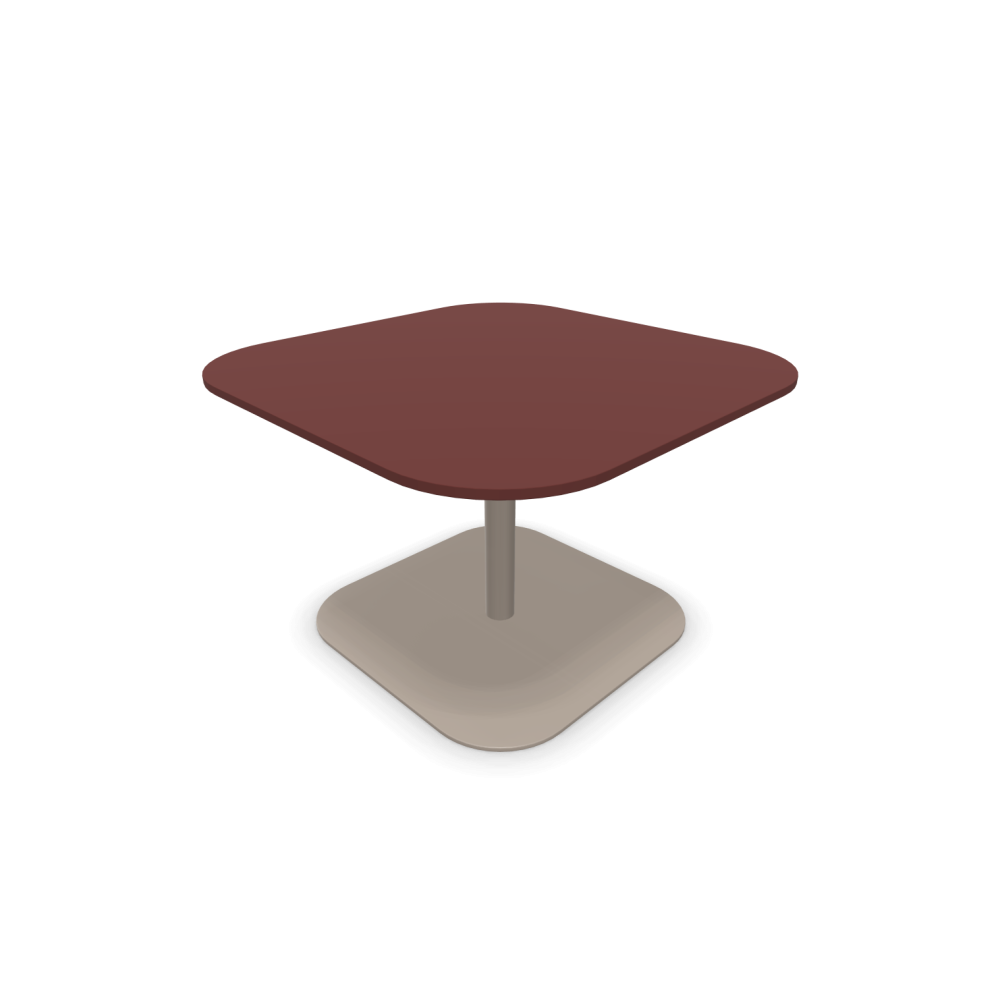 Холна маса Bound, метална база кръгъл профил, бежов, плот 700х700х450 мм, плот 27 мм, MDF, червен