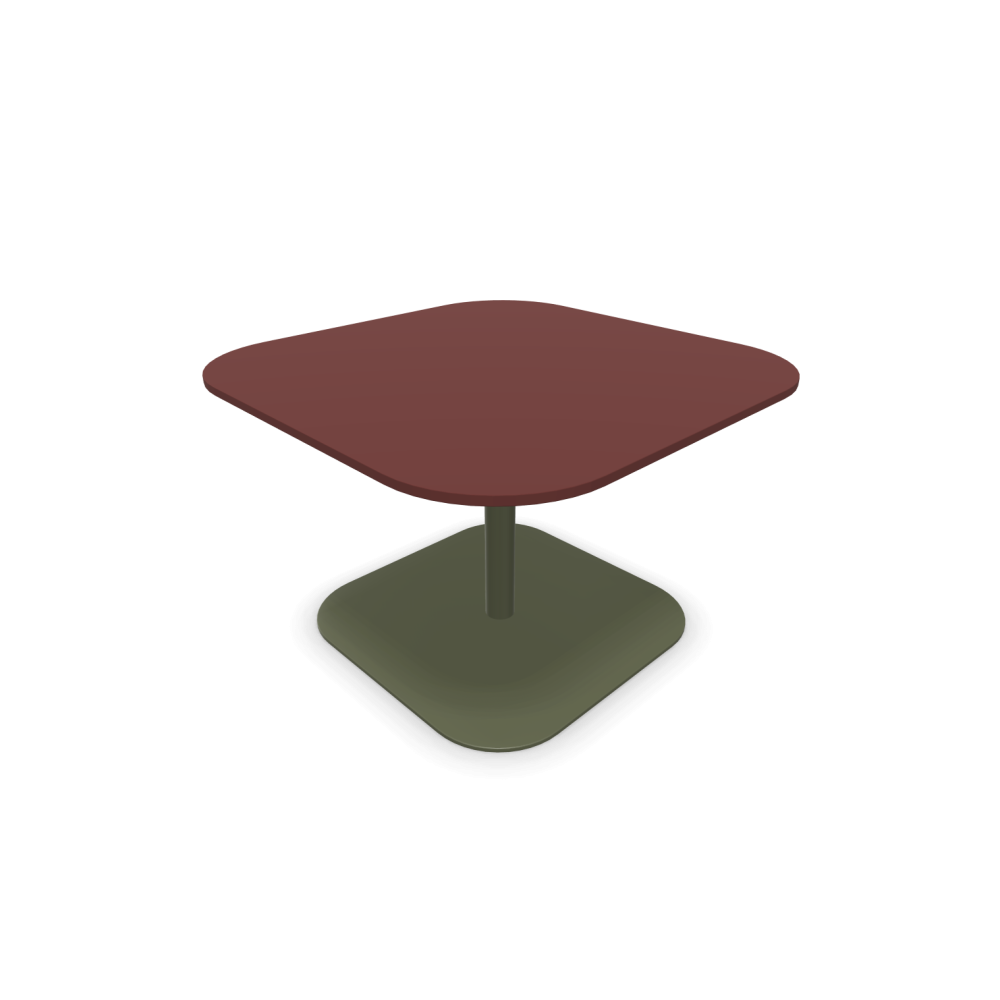 Холна маса Bound, метална база кръгъл профил, сив, плот 700х700х550 мм, плот 27 мм, MDF, червен