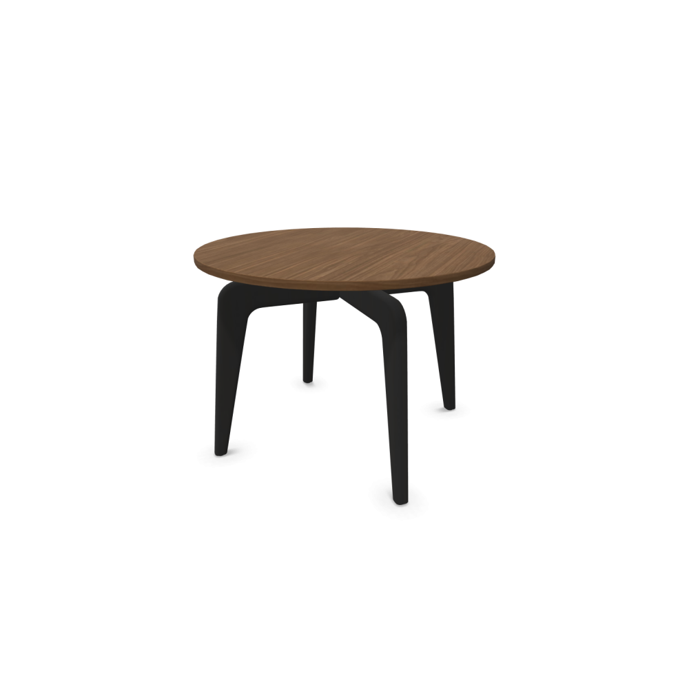 Холна маса Kanu 50, база A-форма, букова дървесина, черен цвят, плот D700х500 мм, HPL, орех Линкълн