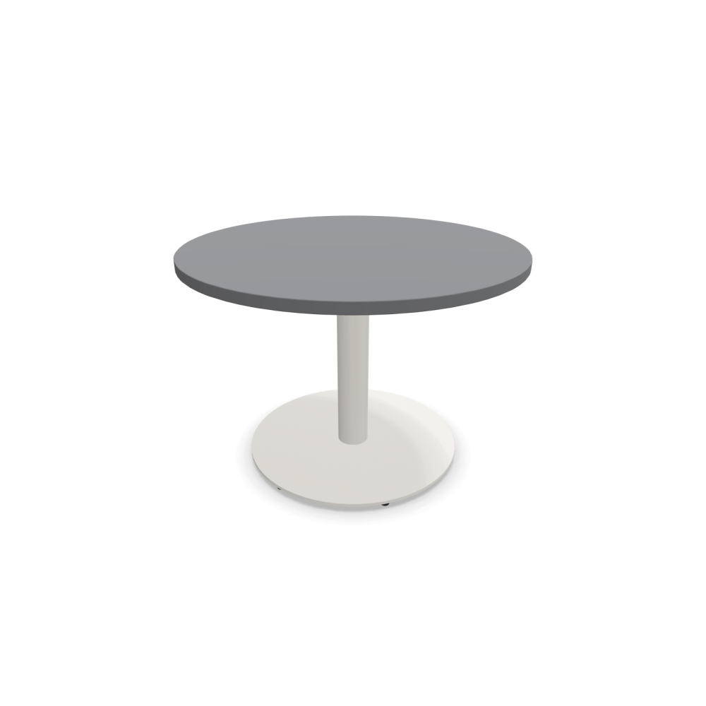 Холна маса MeeThink RD, метална база Т-форма, бял, плот D800х550 мм, Fenix NTM, 25 мм, сив