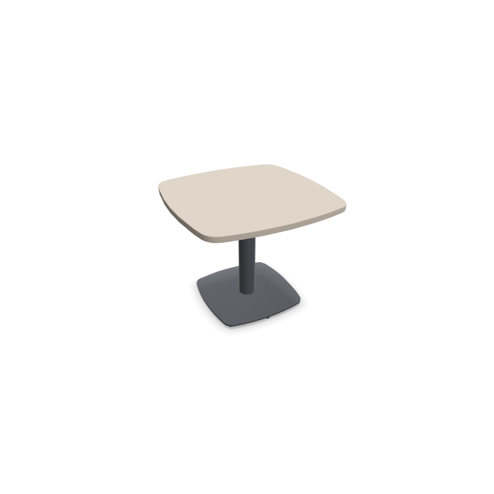 Холна маса MeeThink SQR, метална база Т-форма, сива, плот 700х700х550 мм, ПДЧ 25 мм, бежов
