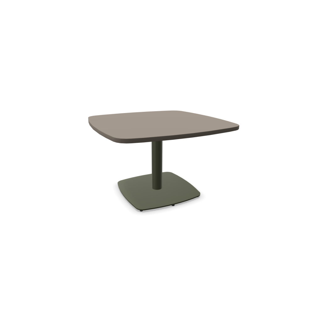 Холна маса MeeThink SQR, метална база Т-форма, зелена, плот 900х900х550 мм, ПДЧ 25 мм, перленосив