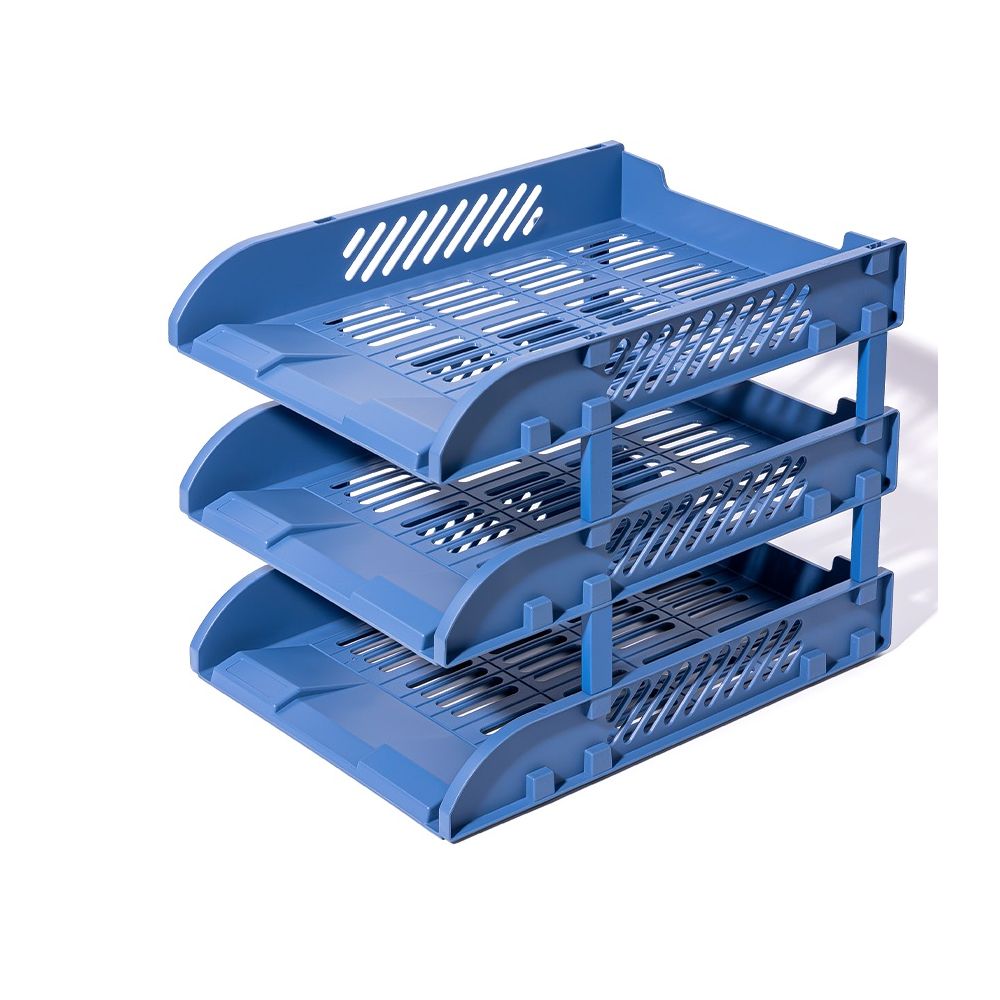 Хоризонтални поставки Deli, 9217ES, PP+ GPPS, комплект 3 бр., сини