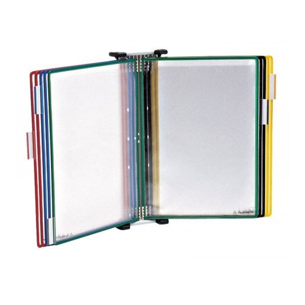 Информационна система за стена Djois, метална, А4, включва 10 PVC джоба, 5 цвята