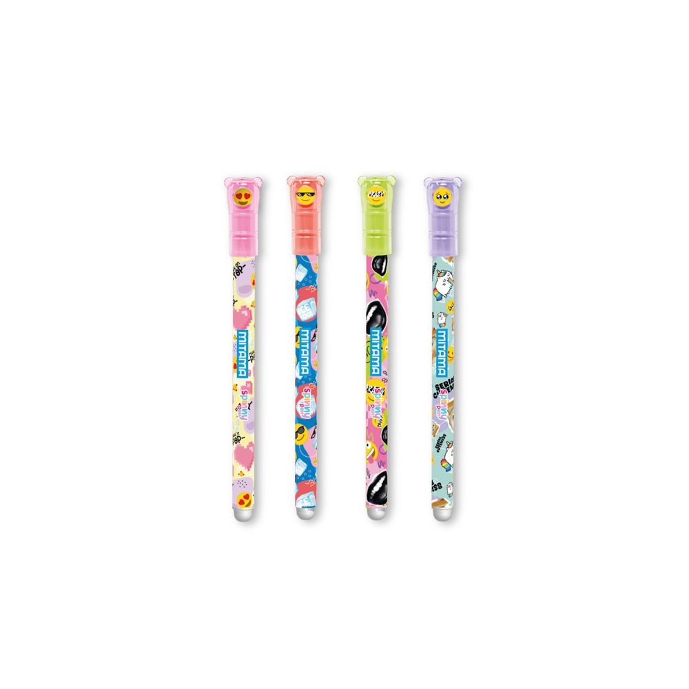 Изтриваеми химикалки MITAMA Spinny Pen, Crazy Colection, 0.7 мм, 2 сини+1 черна+1 червена, 4 бр.