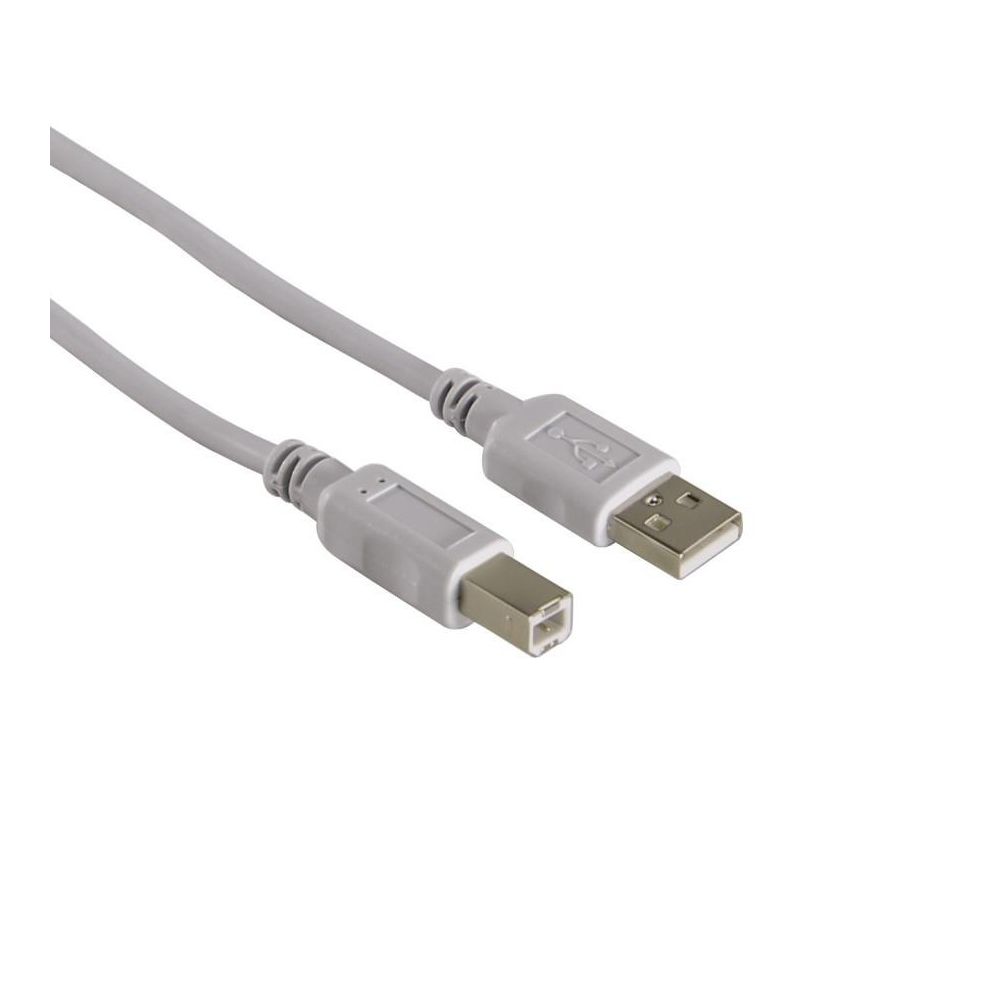 Кабел за принтер HAMA 34694, USB 2.0, USB-А Plug(м) към USB-B Plug(м), 1.5 м, сив
