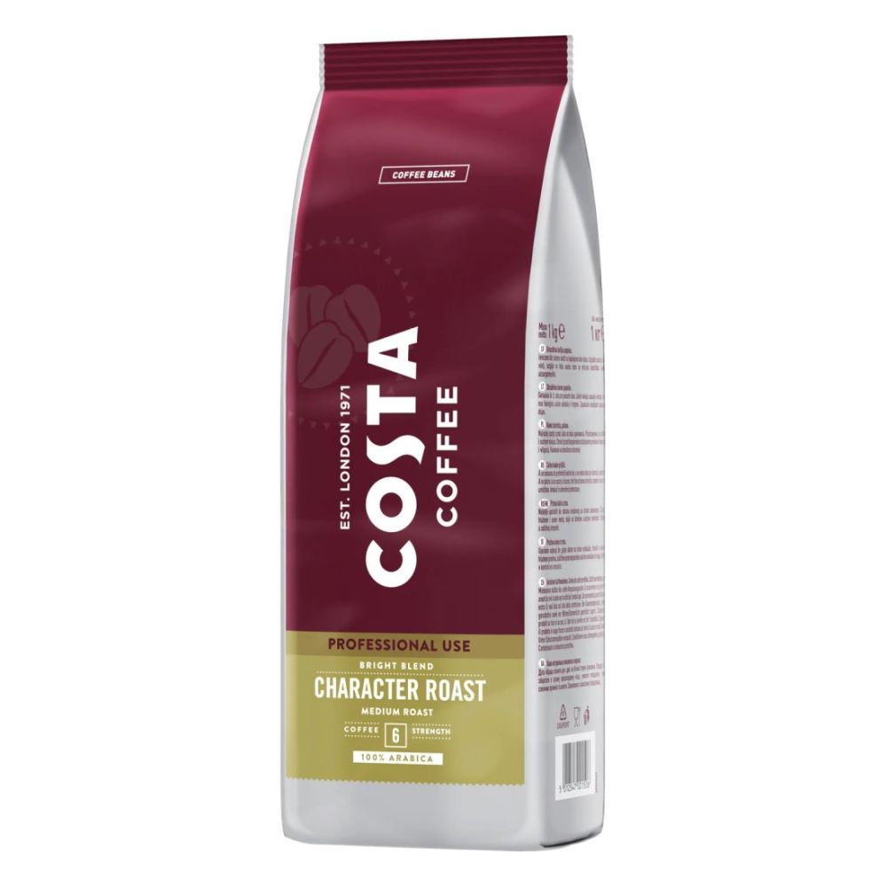 Кафе Costa Professional Character Roast 6 Medium Roast, 100% Arabica кафе на зърна, пакет 1 кг