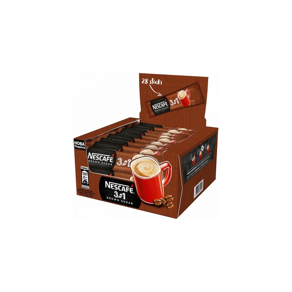 Кафе Nescafe 3 in 1 BROWN Sugar, разтворимо, кутия 28 бр. х 16.5 г Кафе Nescafe 3 in 1 BROWN Sugar, разтворимо, кутия 28 бр. х 16.5 г