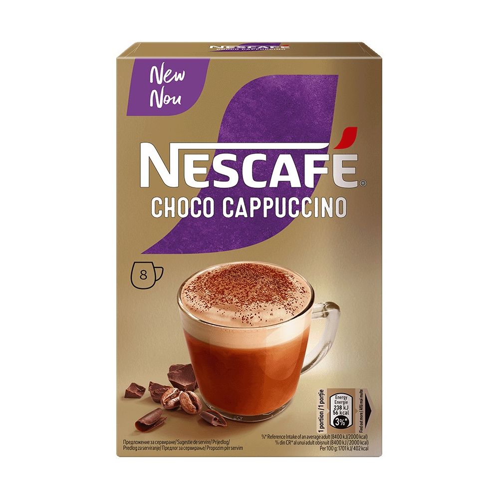 Кафе Nescafe Cappuccino Choco стик, кутия 8 бр. х 15 г
