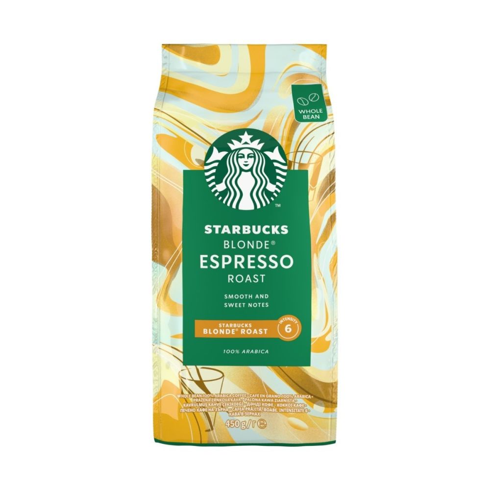 Кафе Starbucks Blonde Espressо Roast, на зърна, пакет, 450г