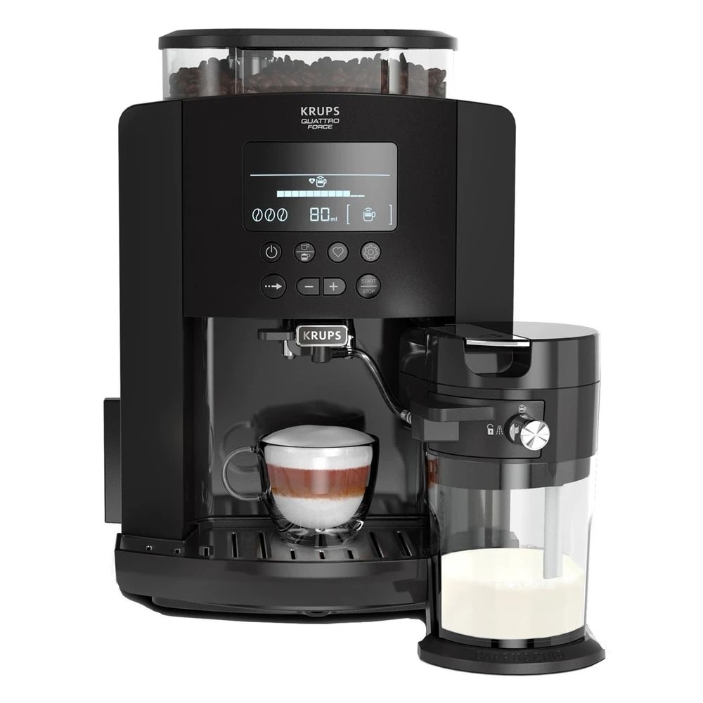 Кафеавтомат KRUPS Arabika Latte, EA819N10 за еспресо и капучино, 1450 W, 1700 мл, черен