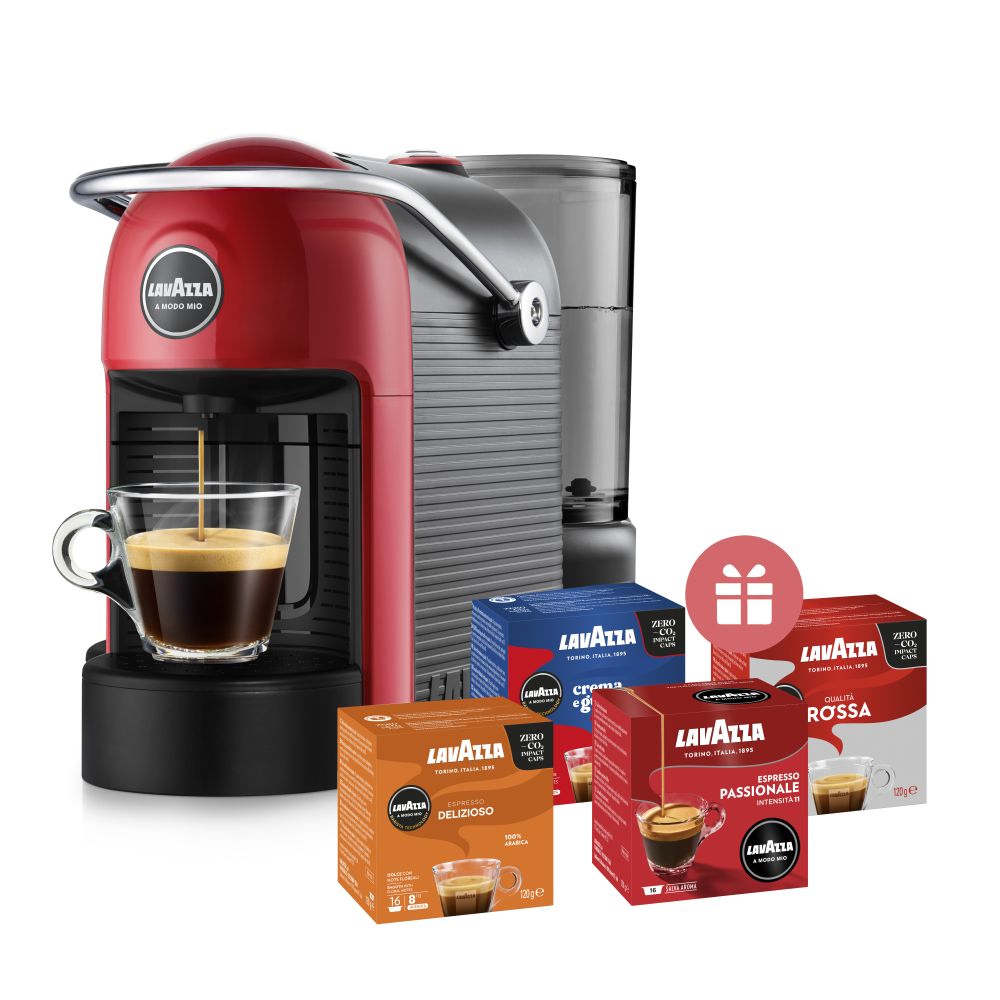 Кафемашина Lavazza Jolie EVO A Modo Mio, червена + подарък 64 капсули