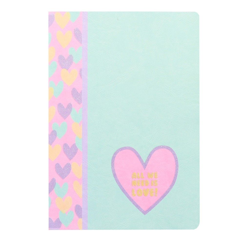 Календар-бележник дневник ANCOR Hearts School, A5, с дати, за 2025 и 2026, UV лак