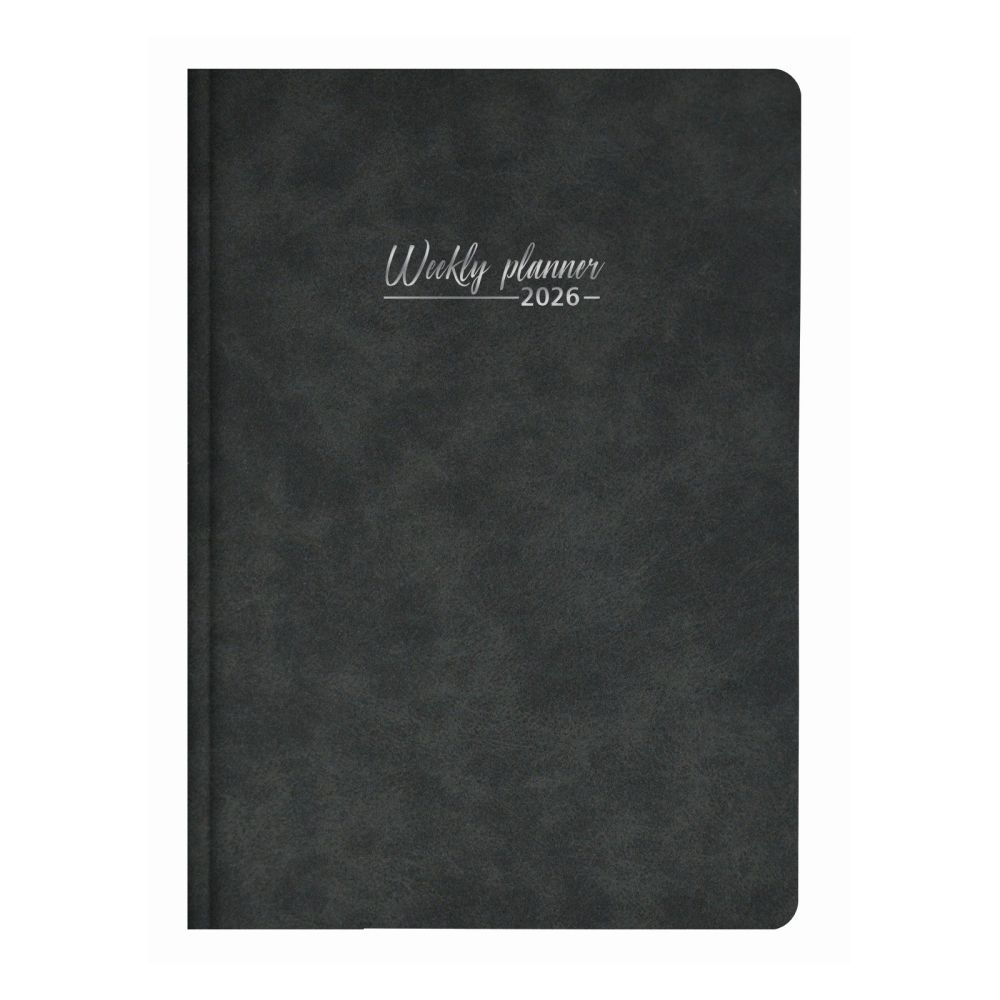 Календар-бележник LASTVA Mondi, B5, седмичен, 77 л., линиран офсет 100 г, термо PU корица, черен