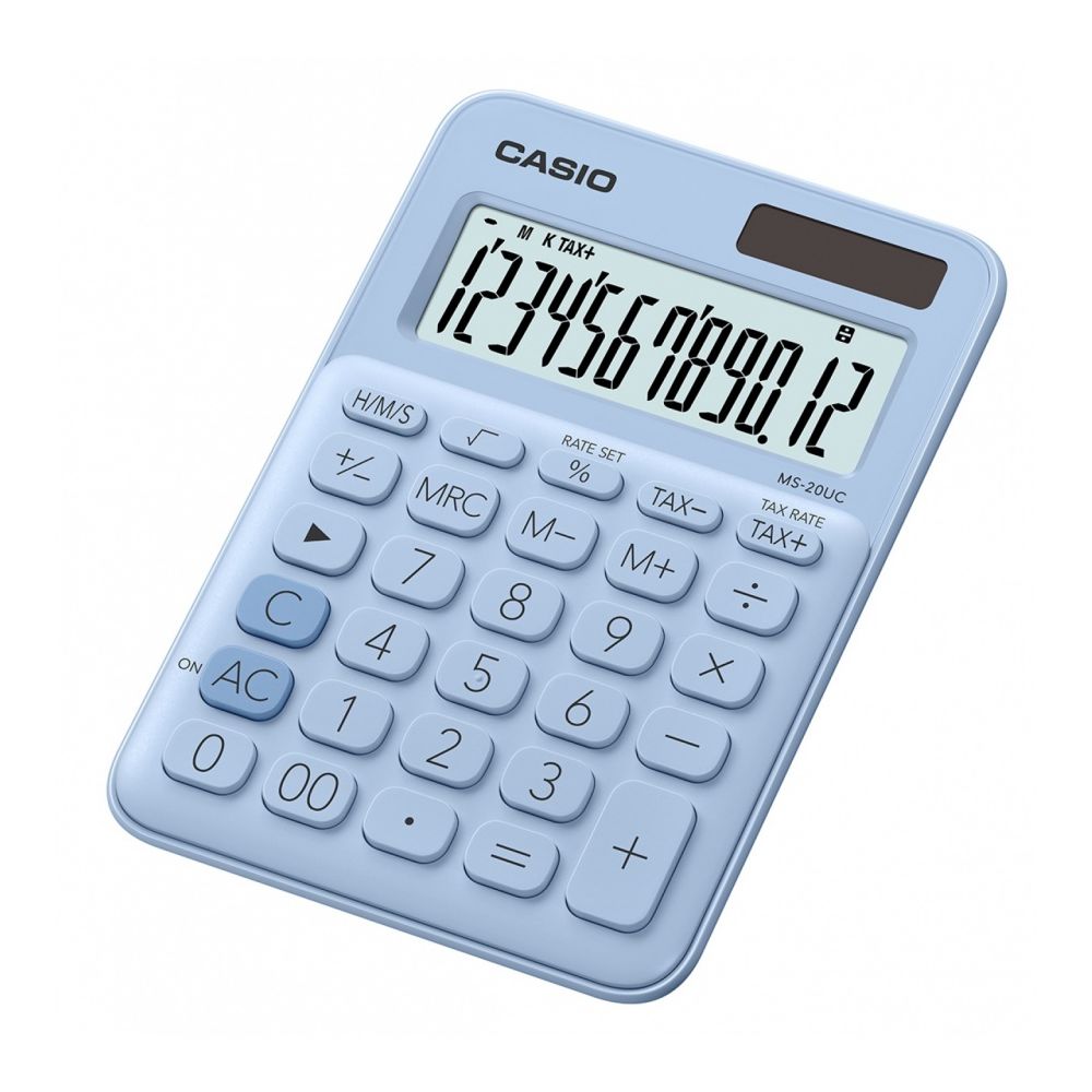 Калкулатор CASIO COLORFUL MS-20UC- LB, настолен, 12 dgt, 149.5x105x23 мм, светлосин