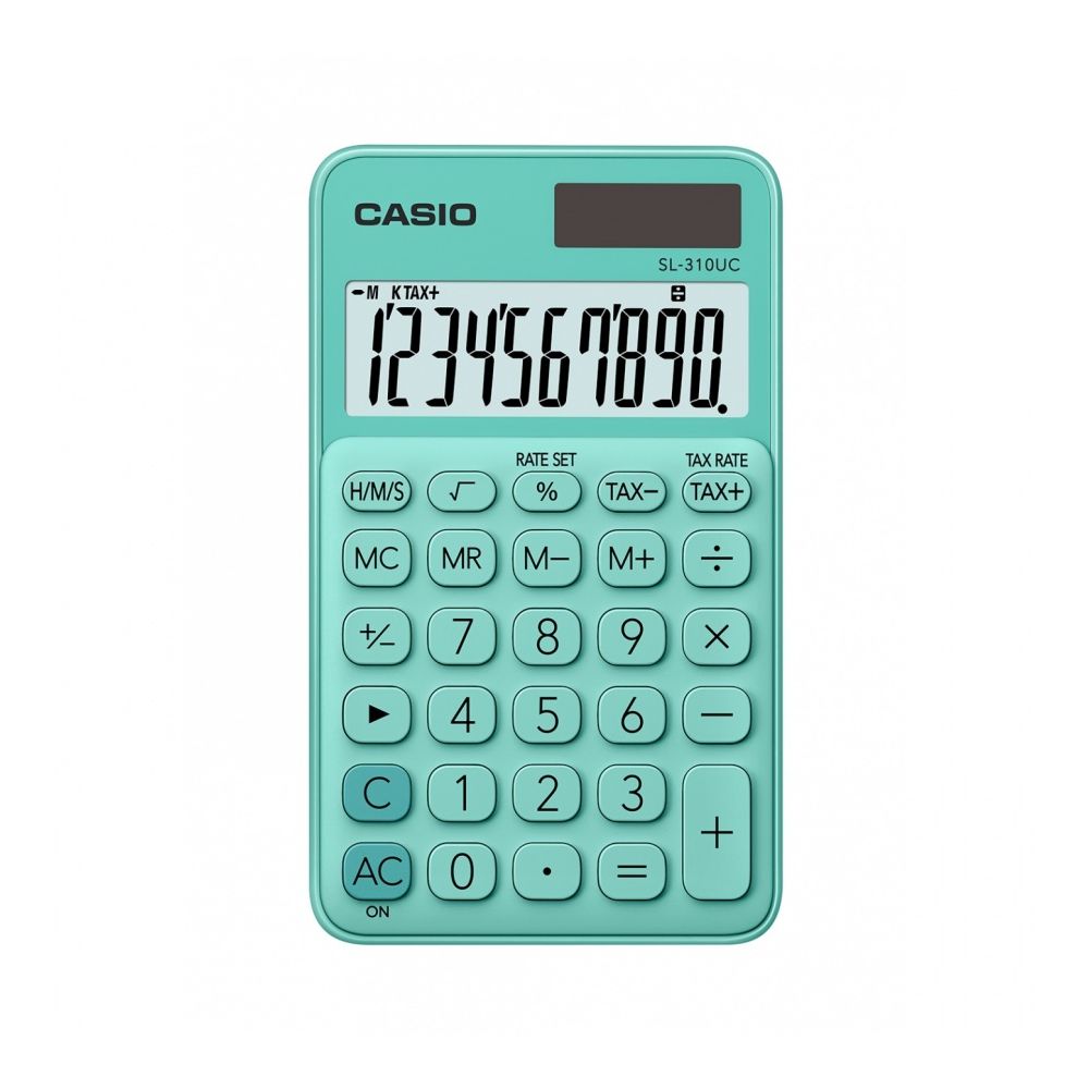 Калкулатор CASIO COLORFUL SL-310UC-GN, джобен, 10 dgt, 118х70х8.4 мм, зелен